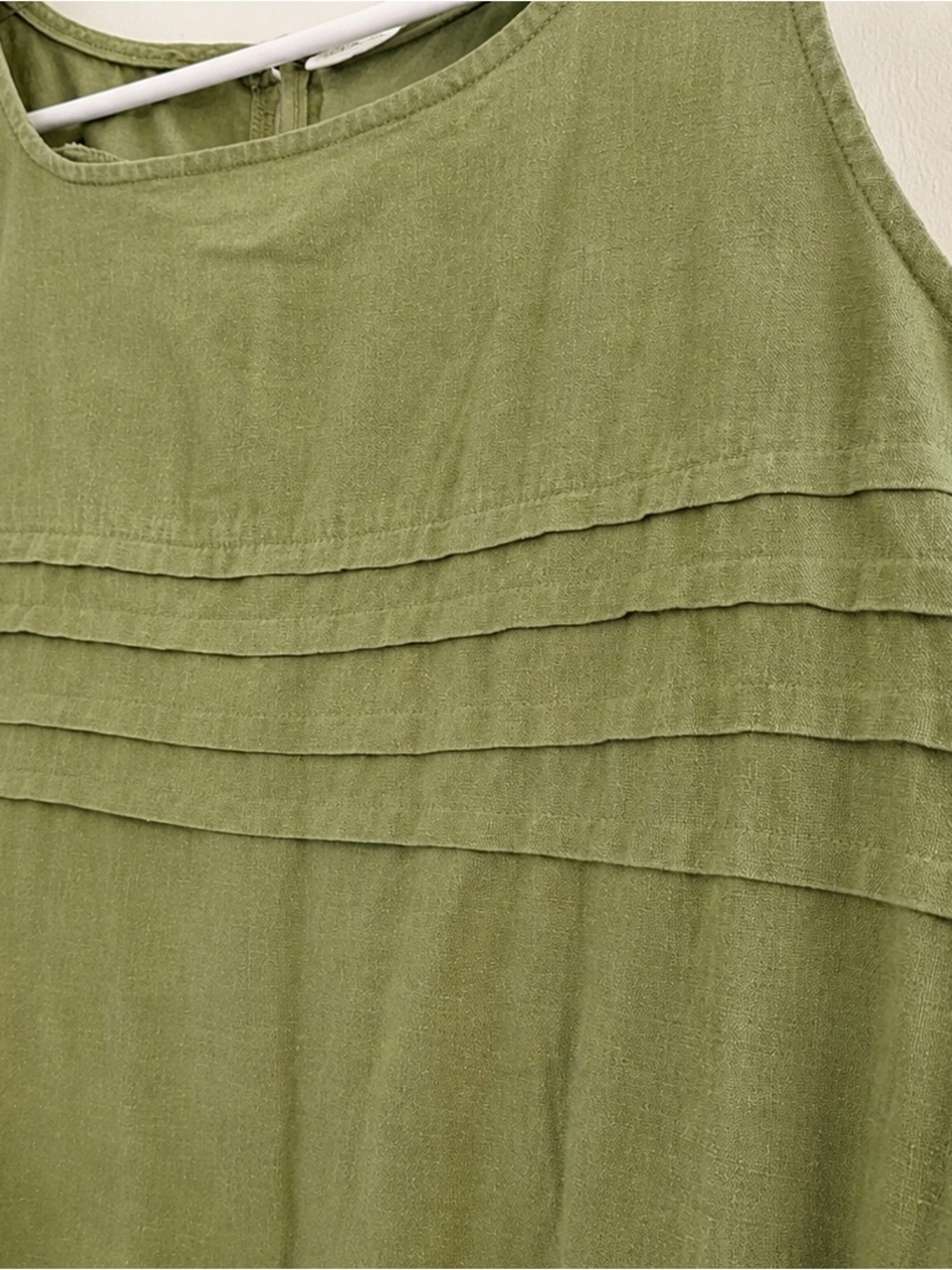 White Stag Linen Blend Olive Green Maxi Dress Large Cottagecore Lagenlook Boho - Picture 2 of 7